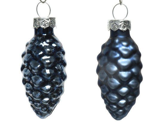 Set of glass Christmas tree decorations Cone Night Blue, 12 pcs, 2.5*6 cm, 01.2355 Set of Christmas tree decorations Cone Night Blue, 12 pcs, 2.5*6 cm, 01.2355