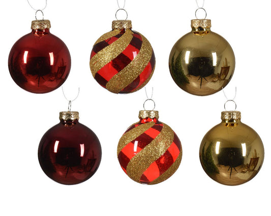 Set of glass balls for the Christmas tree Red/Gold