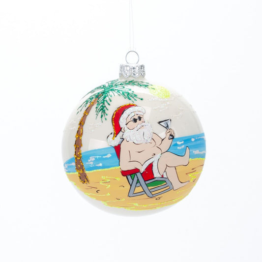 Glass ball for the Christmas tree in Santa gift packaging, 9 cm, 100547M New Year's decoration Ball, 9 cm, 100547M