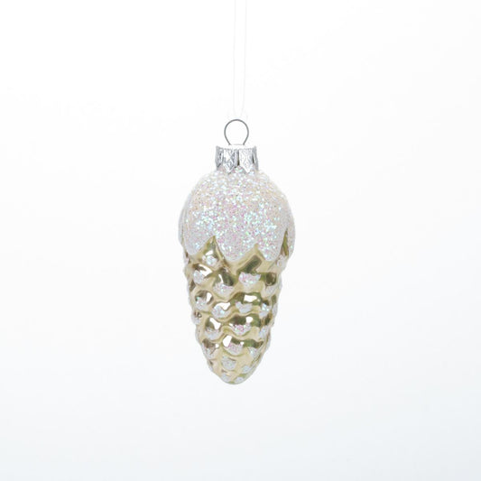 Glass Christmas tree decoration Cone in assortment, 9*5 cm, 1087M New Year's decoration Cone, 9*5 cm, 1087M