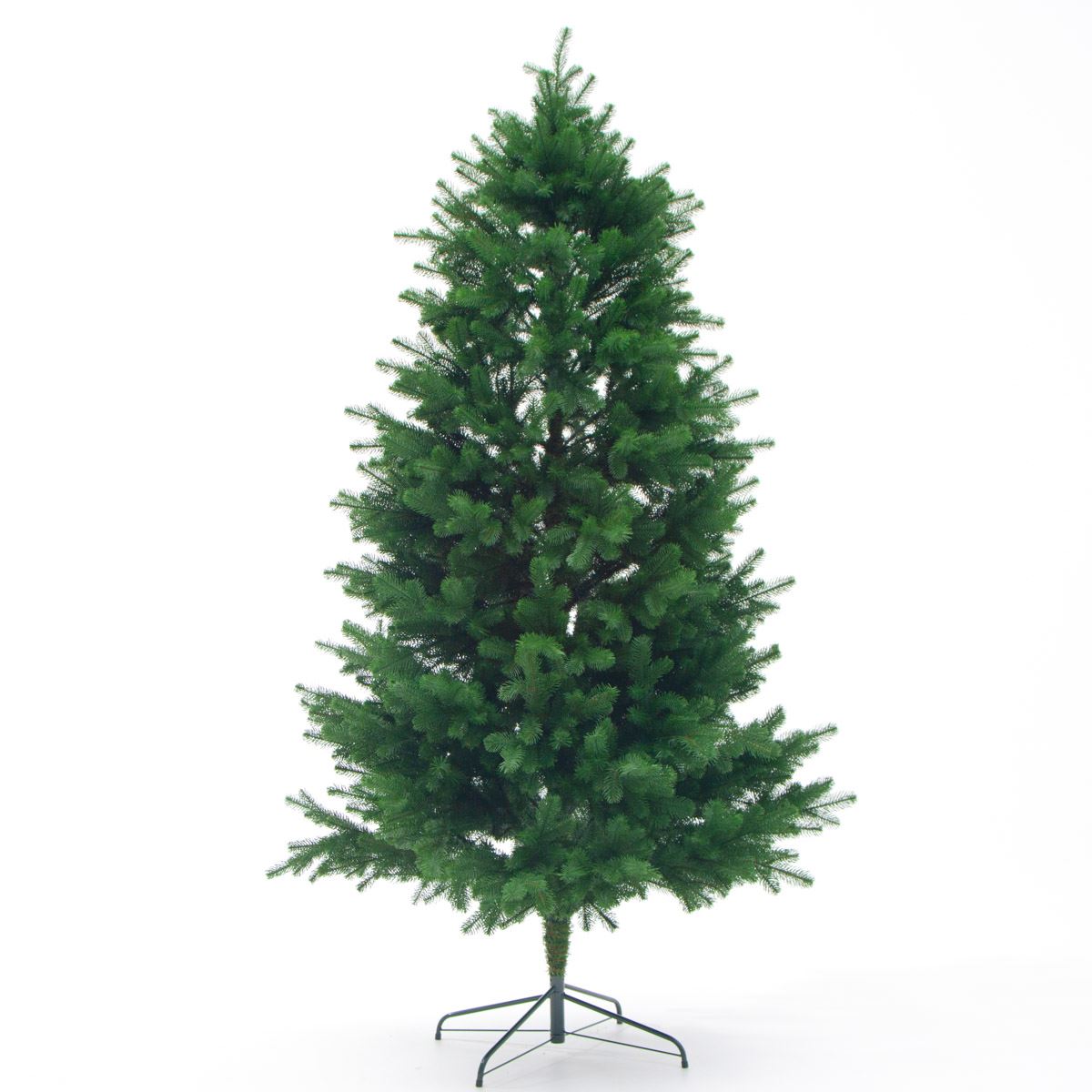 Green artificial Christmas tree with stand