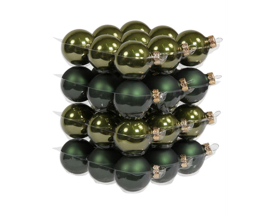Pine Green Glass Christmas Tree Balls – Set of 36, 4 cm