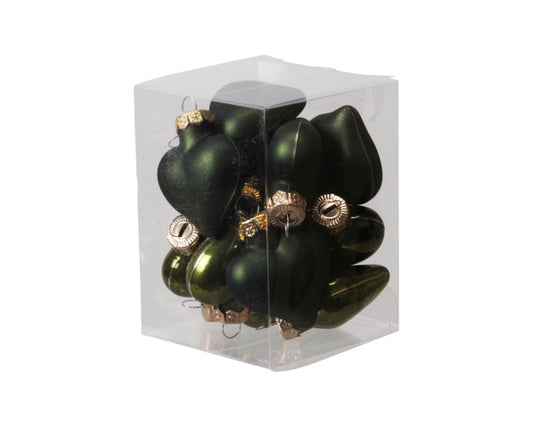 Heart of Pine Green Christmas Tree Ornaments – Set of 12, 4 cm