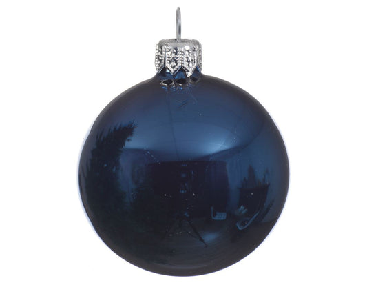 Set of 6 Night Blue Glass Christmas Balls – 7 cm