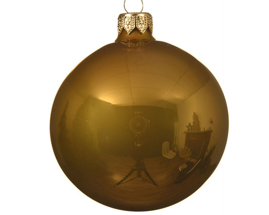 Mustard Glass Christmas Tree Ornaments, Set of 6 – Elegant Holiday Decorations