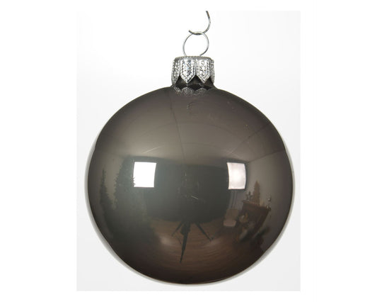 Gray Glass Christmas Ball Set – 4 Pieces, 10 cm