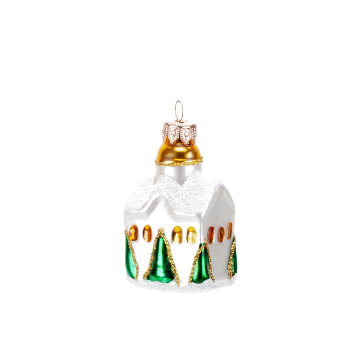 Glass Christmas tree decoration House in assortment, 8*5 cm, 1170M New Year's decoration House, 8*5 cm, 1170M
