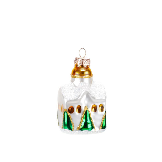 Glass Christmas tree decoration House in assortment, 8*5 cm, 1170M New Year's decoration House, 8*5 cm, 1170M