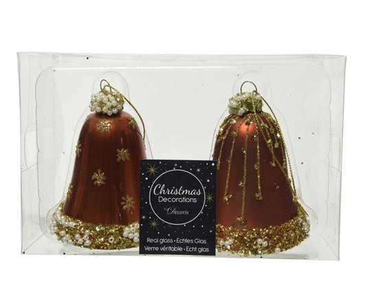 Set of glass balls for a Christmas tree Terra brown, 2 pcs., 6.5*8 cm, 12.0607 Set of Christmas tree layers Terra brown, 2 pcs., 6.5*8 cm, 12.0607