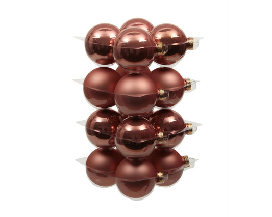 Set of glass balls for Christmas tree Coral, 16 (8 cm)