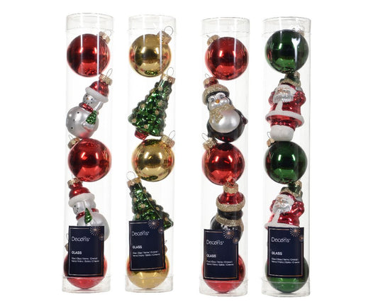 Set of glass figurines for a Christmas tree MIX, 5 pcs., 4.5*7 cm, 12.9592 Set of Christmas tree figurines MIX, 7 pcs., 4.5*7 cm, 12.9592