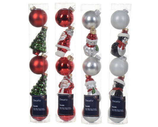 Set of glass figurines for a Christmas tree MIX, 5 pcs., 4.5*7 cm, 12.9594 Set of Christmas tree figurines MIX, 7 pcs., 4.5*7 cm, 12.9594