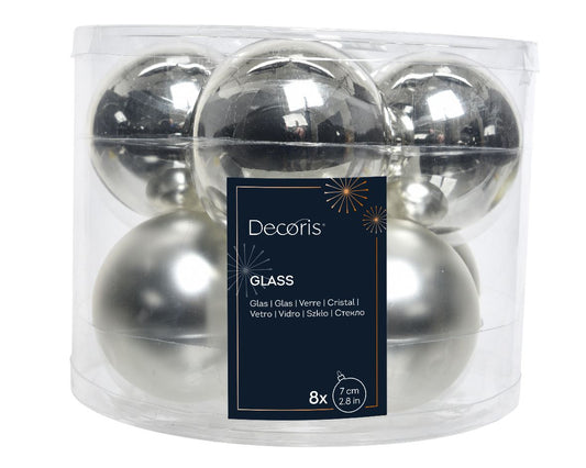 Set of glass balls for Christmas tree Silver