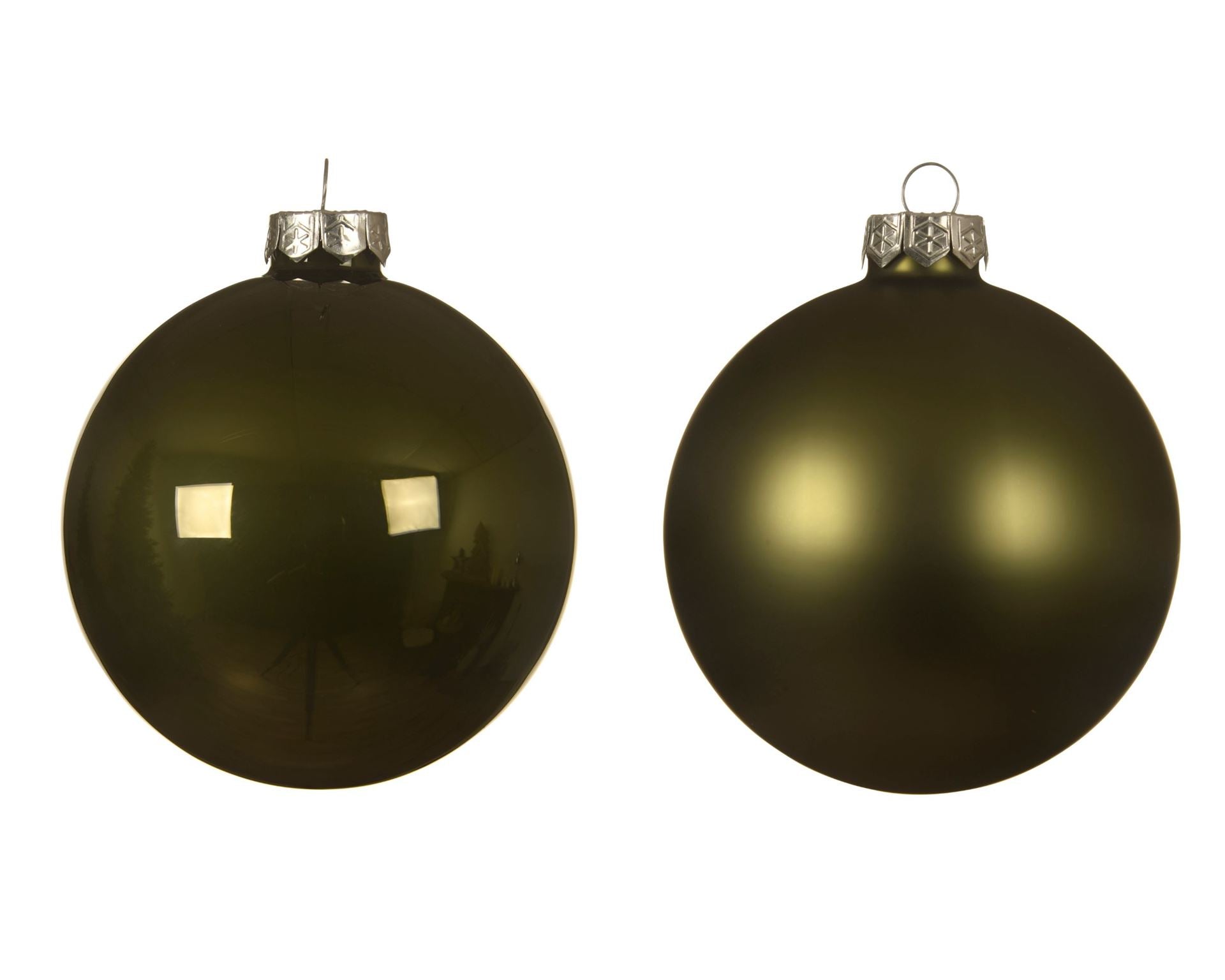 Moss green Christmas glass balls for holiday decor