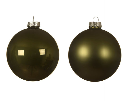 Moss green Christmas glass balls for holiday decor