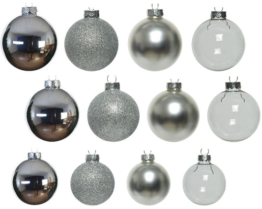 Set of glass balls for Christmas tree Silver, 42 pcs., 7/6/5 cm, 14.9251 Set of glass balls for Christmas tree Silver, 42 pcs., 7 cm, 14.9251