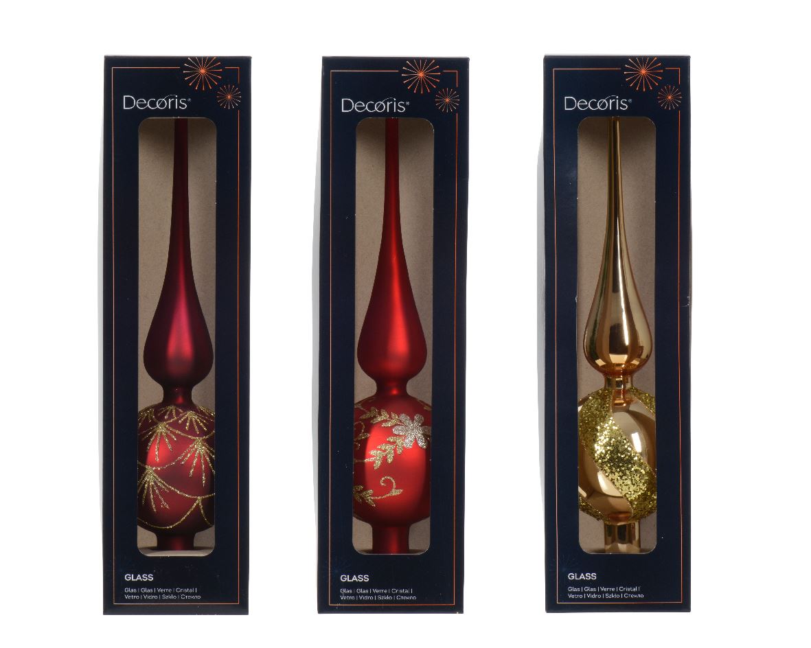 Top for Christmas tree Red/Gold, 8*31 cm