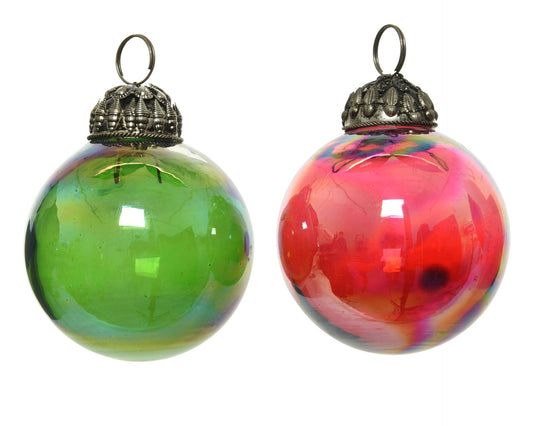 Assorted Red/Green Glass Christmas Ball – 7.5 cm