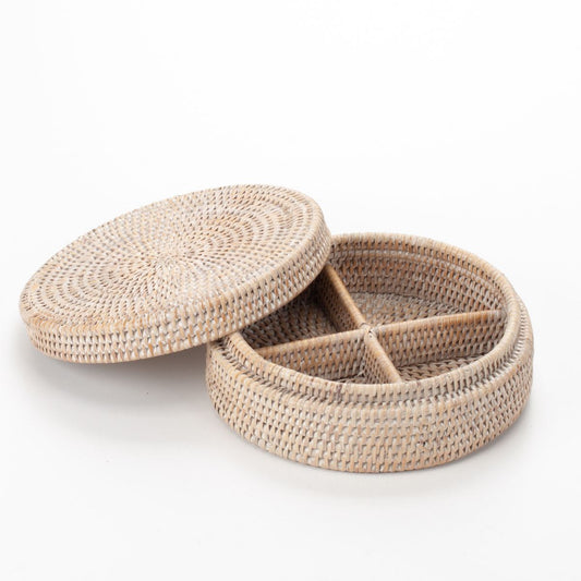 Handwoven rattan jewelry and accessory box