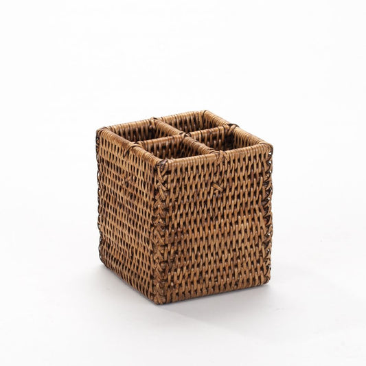Handmade Rattan Desk Organizer: Rustic Charm for Your Workspace