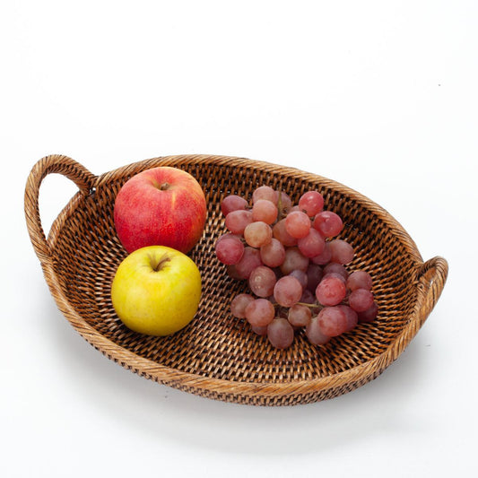 Handwoven rattan fruit bowl in colonial style