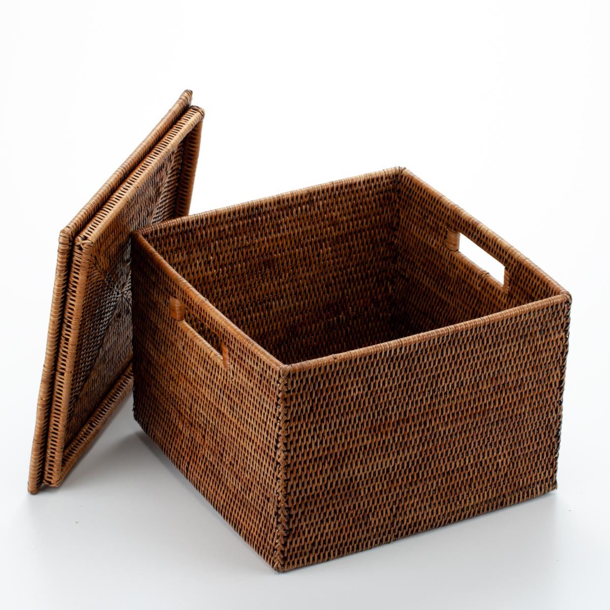 Handmade Rattan Storage Box: Colonial Charm for Your Home 34x34x25cm