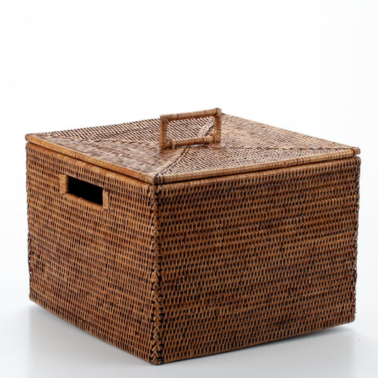Handmade Rattan Storage Box: Colonial Charm for Your Home 34x34x25cm