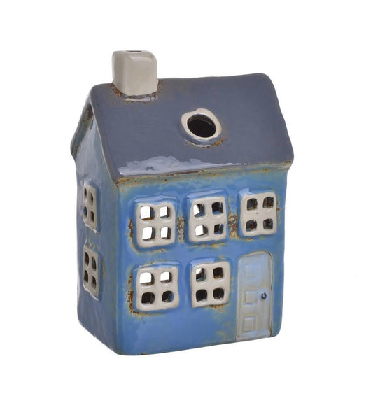 Romantic Ceramic House Candle Holder with Glowing Windows, 10х7.5х15 cm