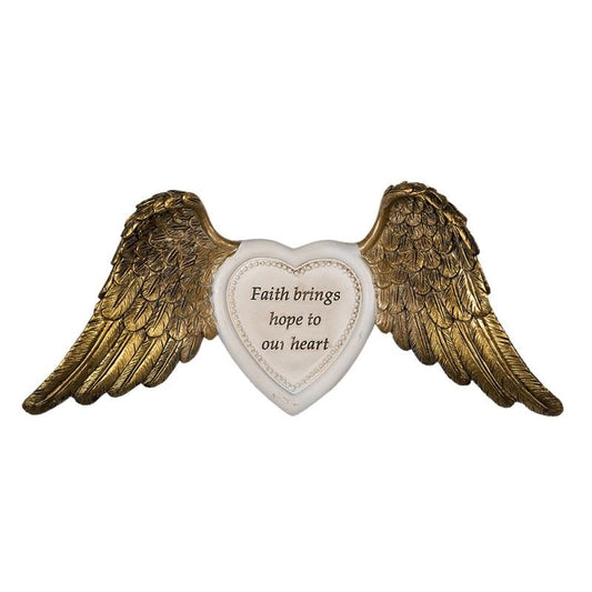 Wall Decor Heart with Wings, 9.6x4 in (24x2x10 cm)