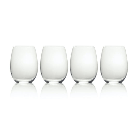 Set of 4 stemless wine glasses, crystal glass, Mikasa Julie, 5193458