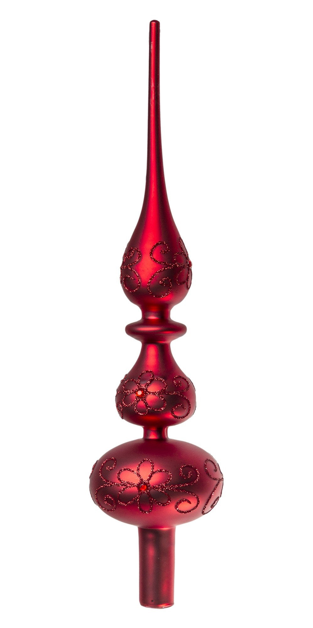 Glass red matte Christmas tree topper