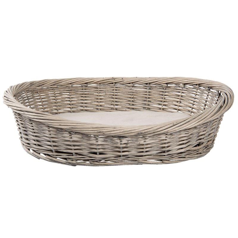 Grey country rattan oval dog bed