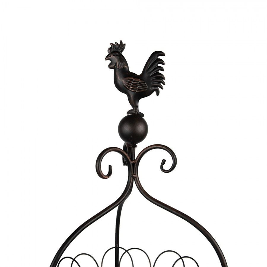 Elegant Vintage French Two-Tier Metal Fruit Basket with Rooster Top 10x29 in