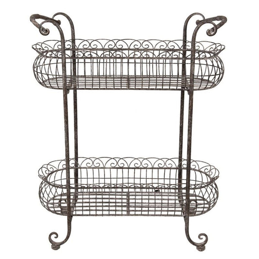 Rustic Two-Tier Iron Plant Stand, 28x12x33 in (69х30х82 cm)