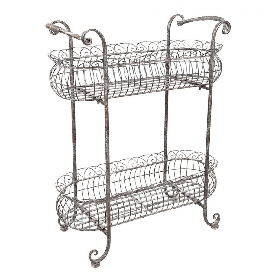 Rustic Two-Tier Iron Plant Stand