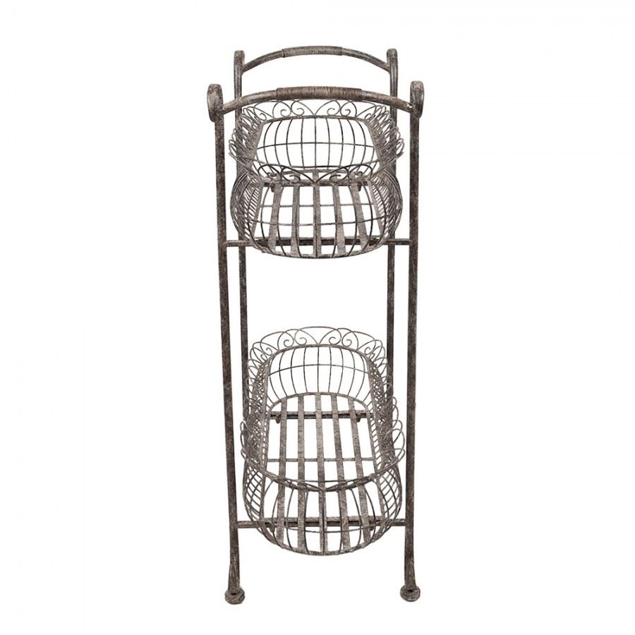 Rustic Two-Tier Iron Plant Stand, 28x12x33 in (69х30х82 cm)