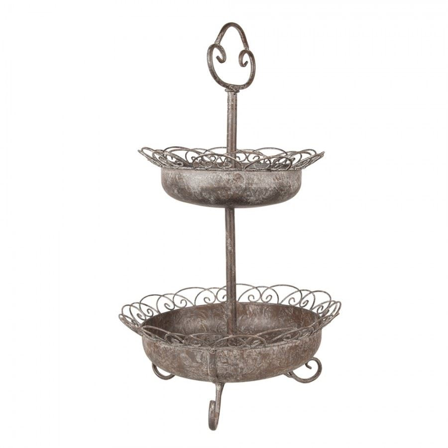 Vintage Shabby Chic Two-Tier Metal Fruit Stand 15х25 in