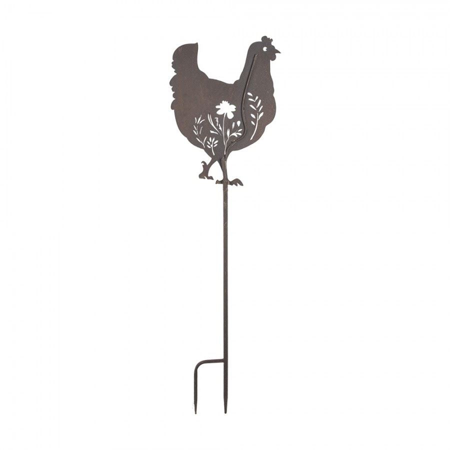 Metal Chicken Garden Stake - Whimsical Outdoor Decor