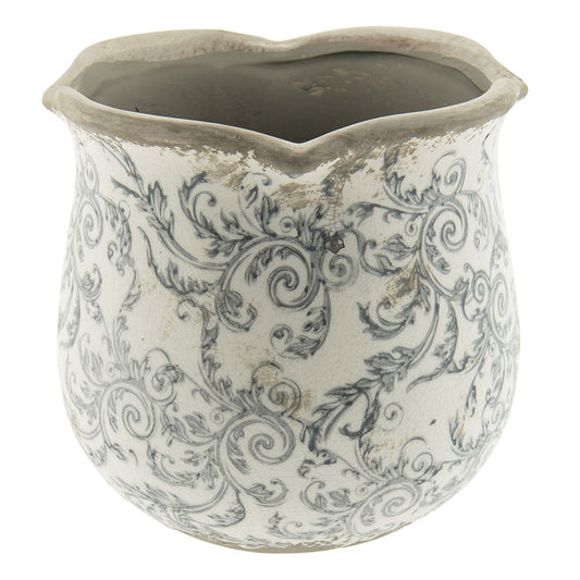 Ceramic Flower Pot in Vintage Style Pastel Grey, 18*17 cm, 6CE0870M