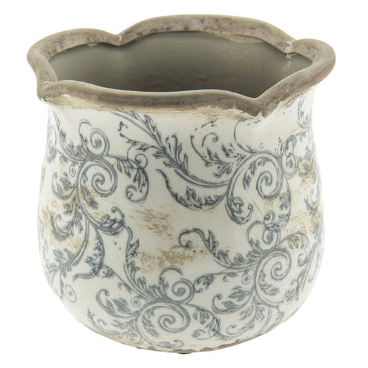 Vintage Scrollwork Ceramic Planter, 6x5.6 in (15*14 cm)