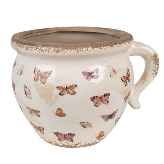 Ceramic Flower Pot in Vintage Style Butterflies, 20*17*15 cm, 6CE1665L