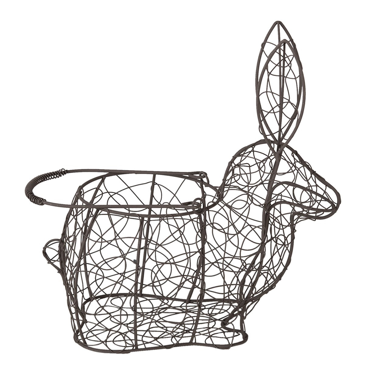 Vintage European Bunny Wire Basket, 10х5х11 in (26*13*28 cm)