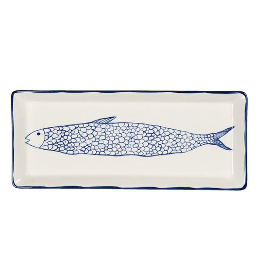 Blue White Fishes plate, 30*12*2 cm, 6CE1243