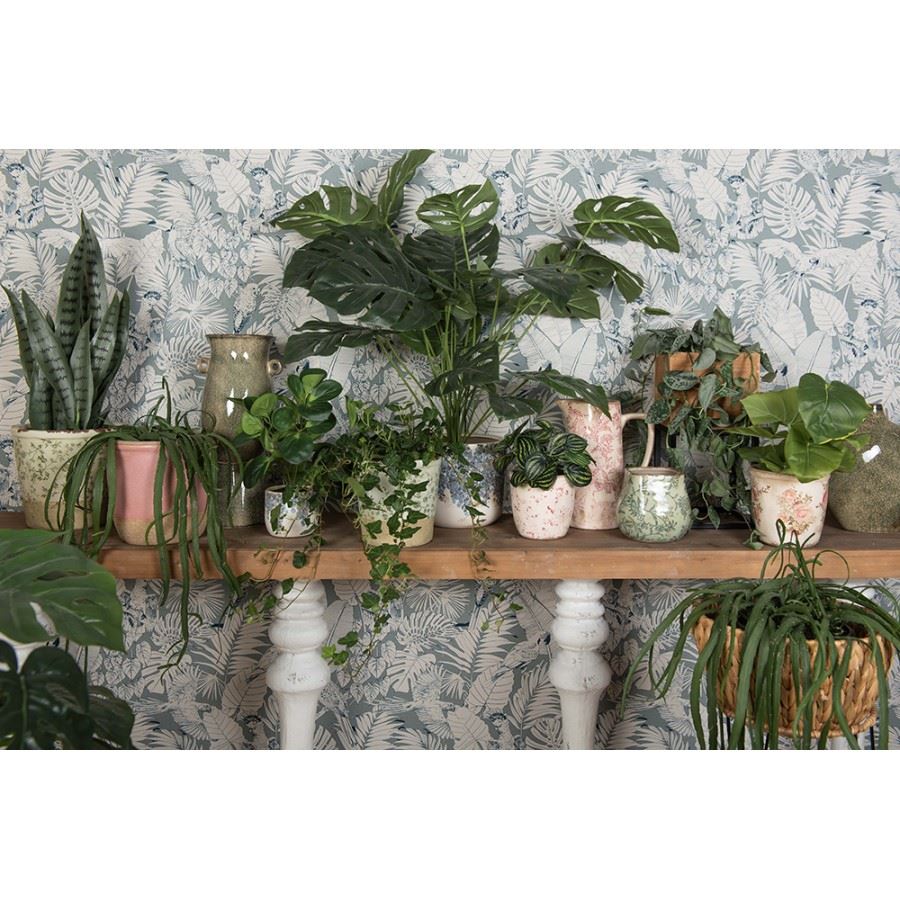 Ceramic planter for flowers in a vintage style Pastel Green, 16*16 cm, 6CE1384L