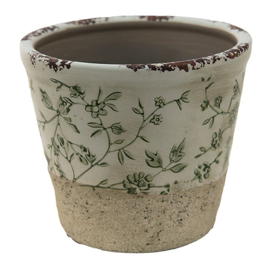 Ceramic planter for flowers in a vintage style Pastel Green, 16*16 cm, 6CE1384L