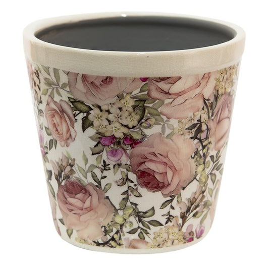 Ceramic flower pot in vintage style Roses, 15*14 cm, 6CE1409M