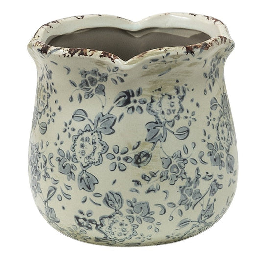 Ceramic flower pot in vintage style, 12*12 cm, 6CE1455S
