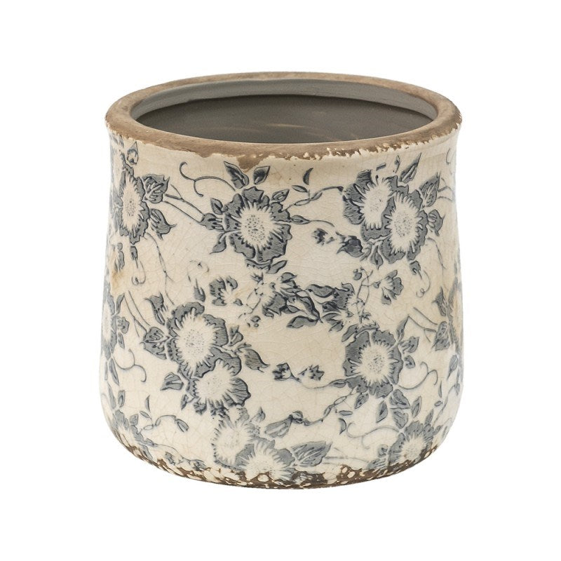 Ceramic flower planter in vintage style, 14*14 cm, 6CE1459M
