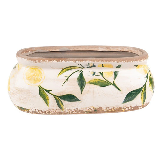 Ceramic Flower Pot in Vintage Style Yellow Lemons, 18*7*7 cm, 6CE1531S