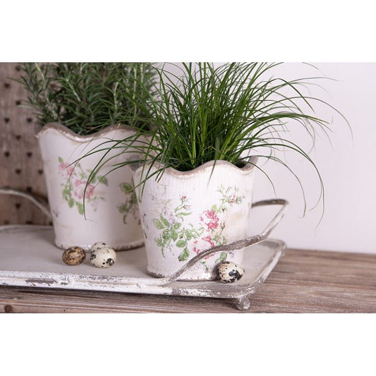 Vintage-style ceramic flower planter Pink Flowers, 14*16 cm, 6CE1537M